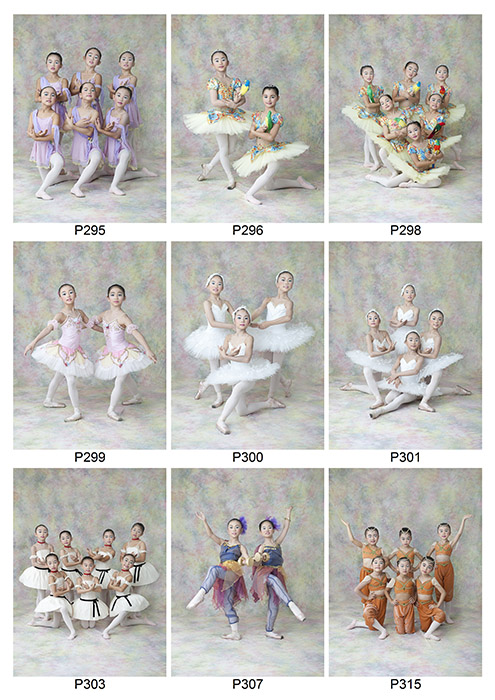 バレエ発表会の当日に撮影されたポーズ写真のコンタクトシート